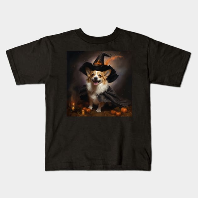 Corgi Witch Kids T-Shirt by AtomicChonk